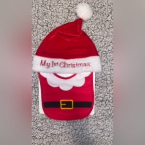 NWT SET 2 PCs MY FIRST CHRISTMAS HAT AND BIB